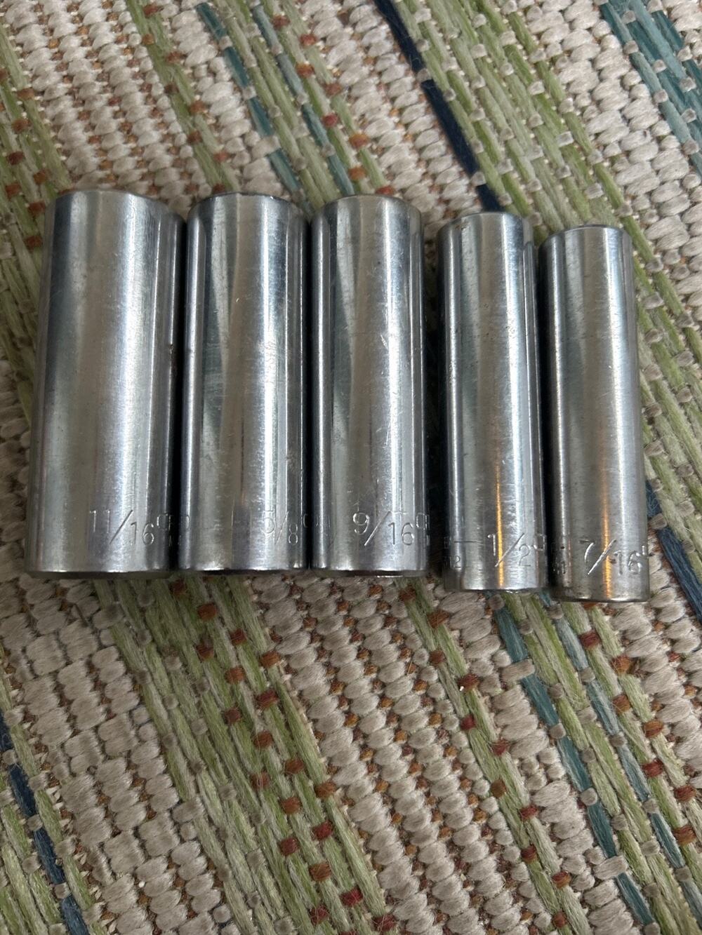 Vintage Craftsman -V- Series Deep Well Socket Lot SAE - 5 Pieces